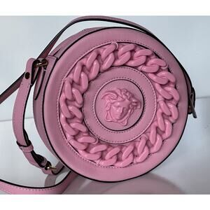 Versace Medusa Head Calf Leather Round Pink Crossbody Bag 1021602 IT NWT $1500